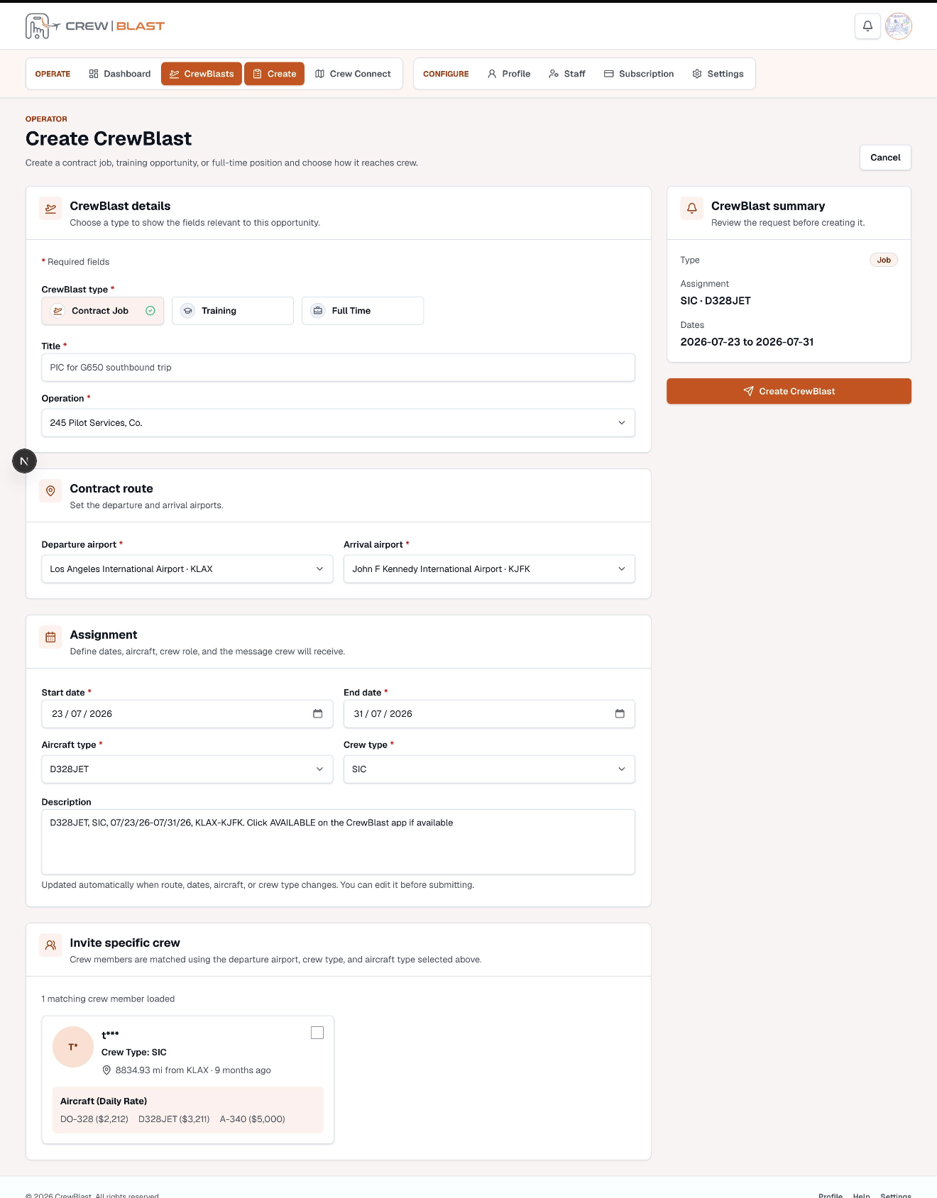 CrewBlast OS Software for Business Aviation